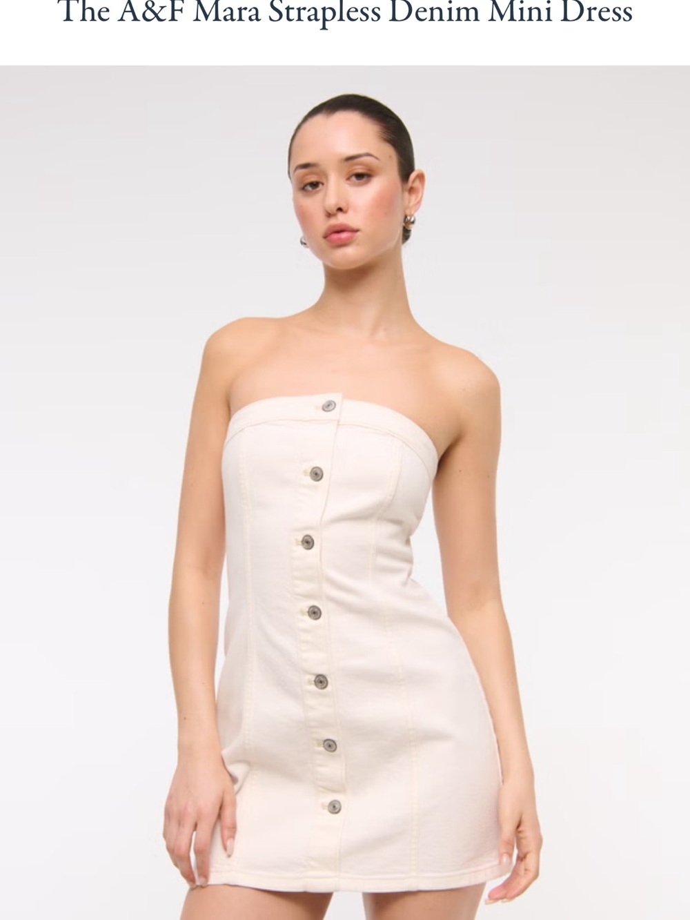 Abercrombie & Fitch Cream Strapless Button-Front Denim Mini Dress